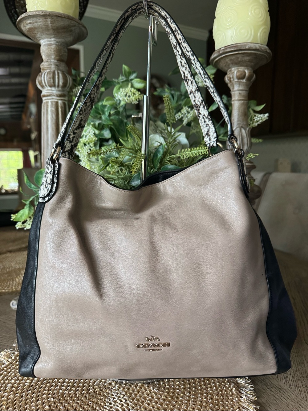 Coach Black Leather Laptop Backpack with Gold Hardware EUC